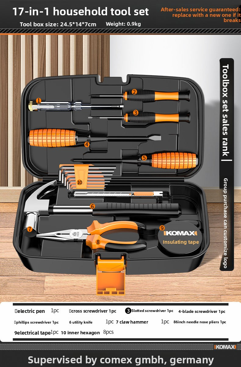 Complete Household Tool Set with Toolbox