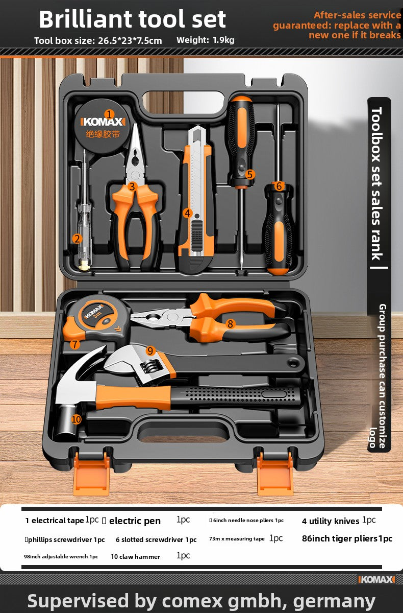 Complete Household Tool Set with Toolbox