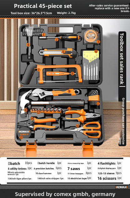 Complete Household Tool Set with Toolbox