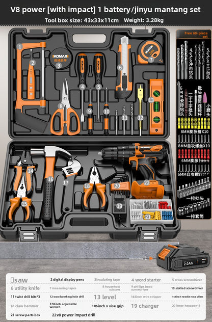 Complete Household Tool Set with Toolbox