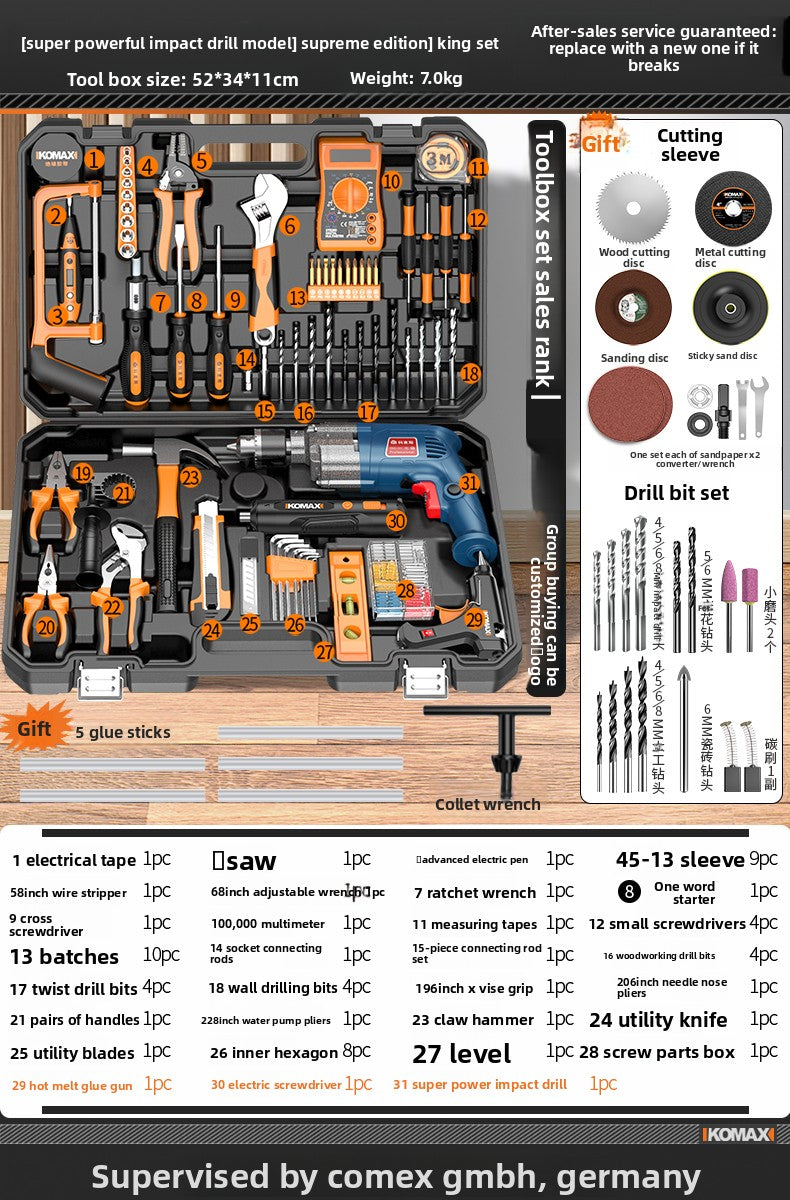 Complete Household Tool Set with Toolbox