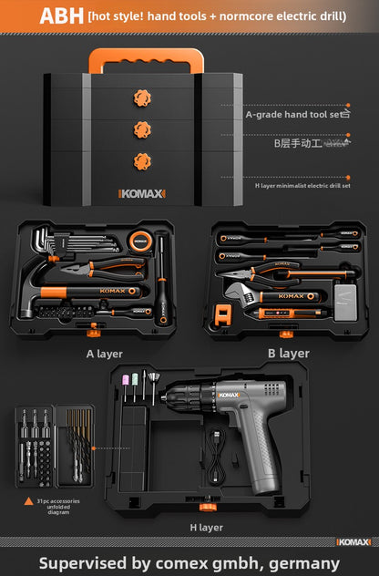 Complete Household Tool Set with Toolbox