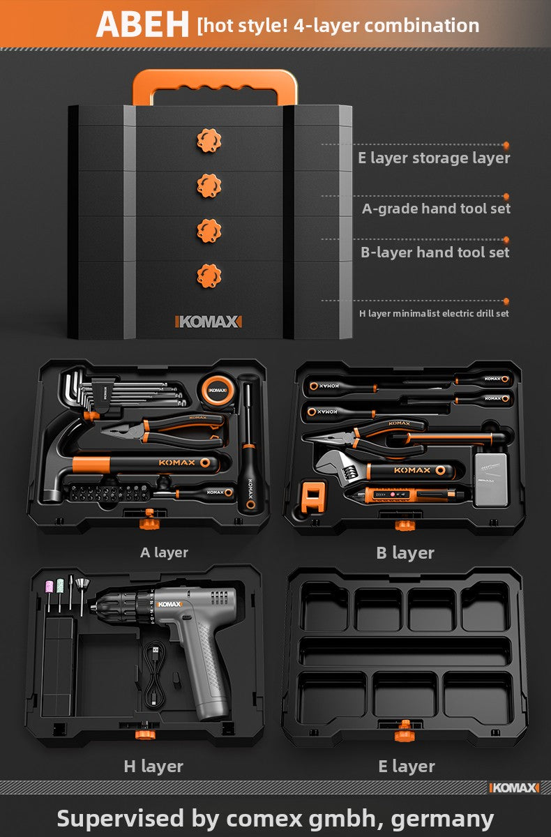 Complete Household Tool Set with Toolbox