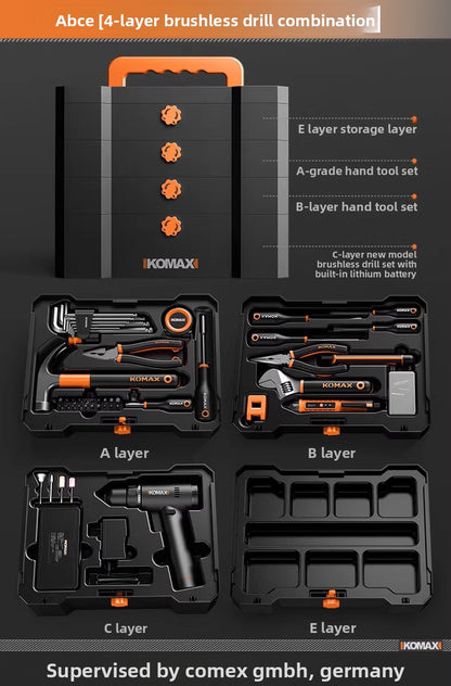 Complete Household Tool Set with Toolbox