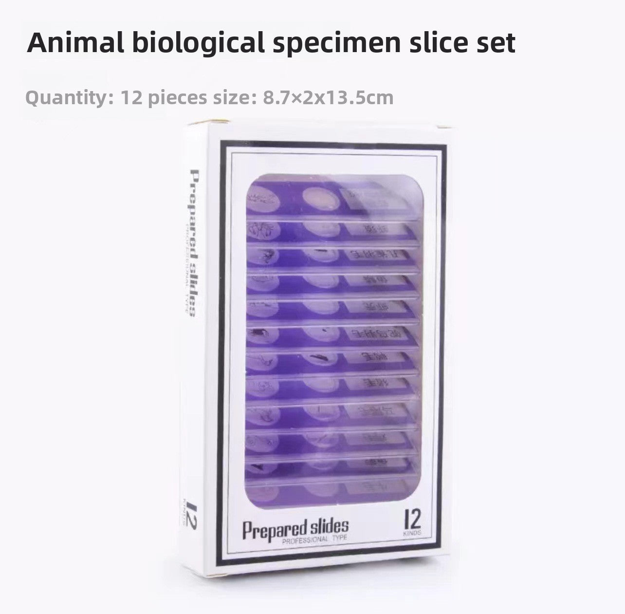 Complete set of microscopic specimens of animals, plants and insects