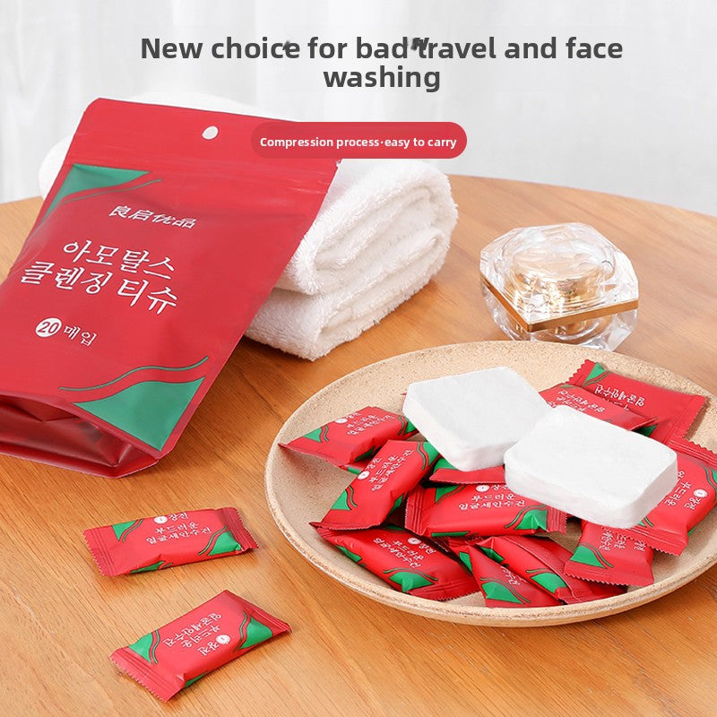 Compressed towel, disposable face towel