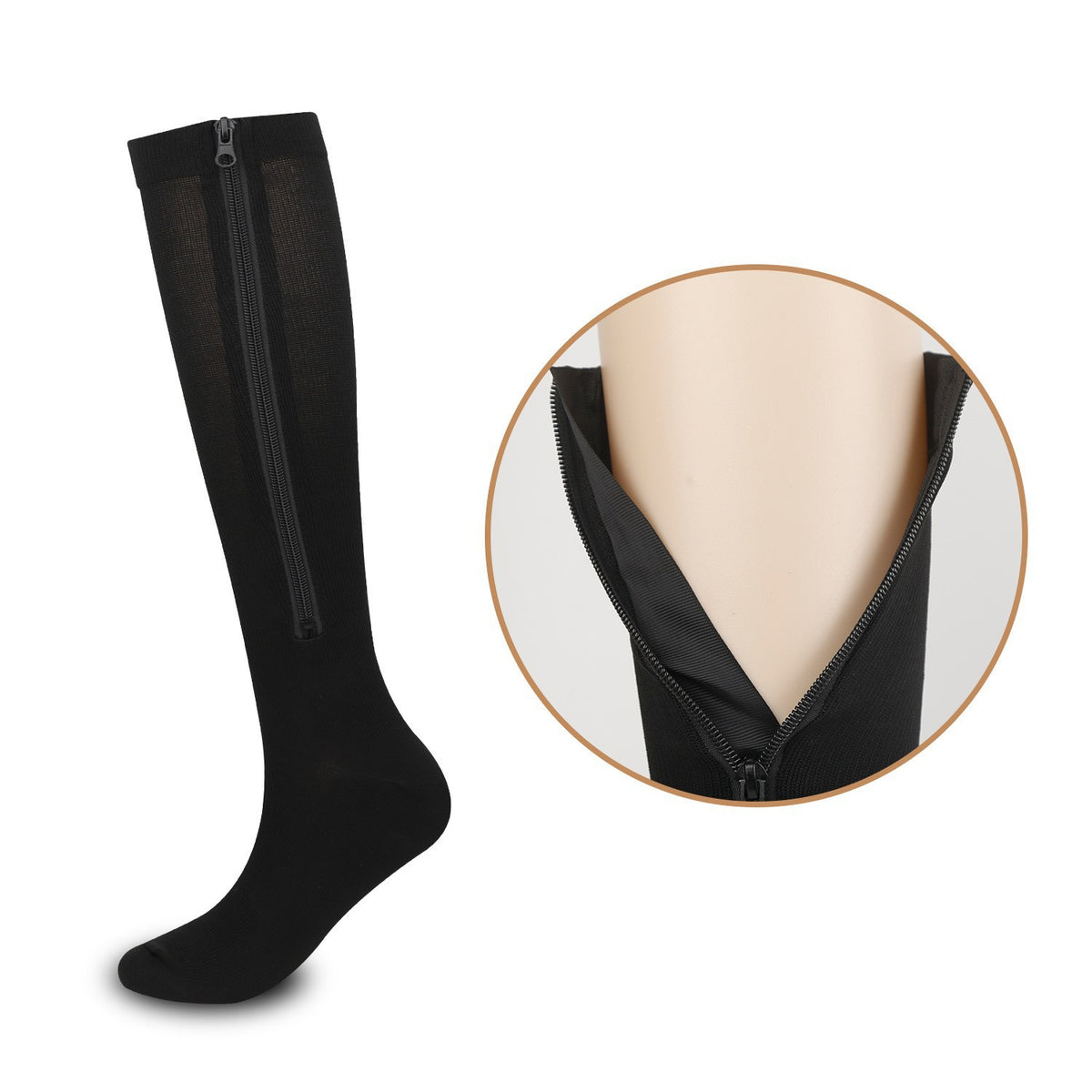 Compression Sports Socks with Zipper Closure