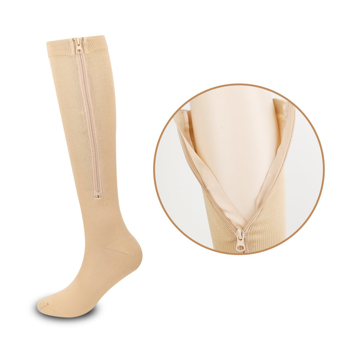 Compression Sports Socks with Zipper Closure