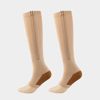 Compression Zip Socks Open Toe Elastic Support