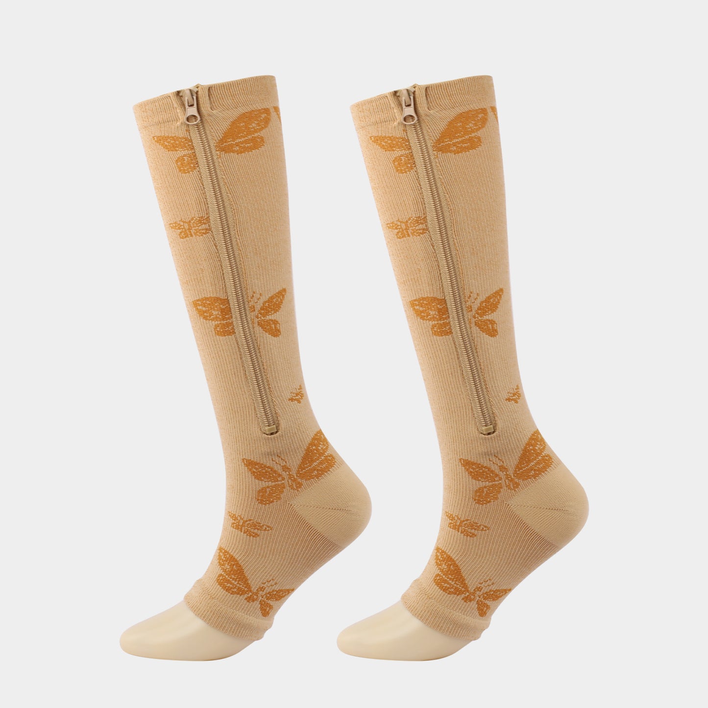 Compression Zip Socks Open Toe Elastic Support