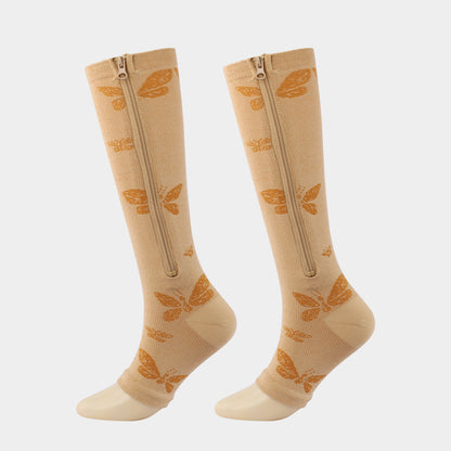 Compression Zip Socks Open Toe Elastic Support