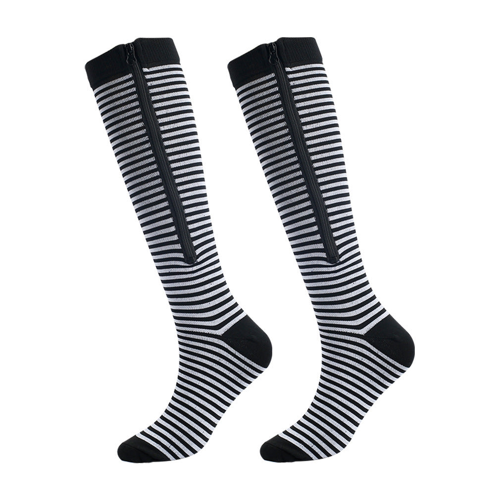 Compression Zip Socks Open Toe Elastic Support