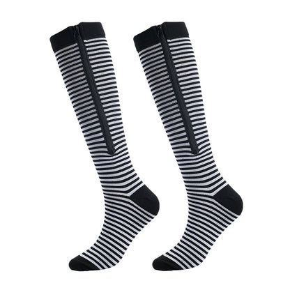 Compression Zip Socks Open Toe Elastic Support