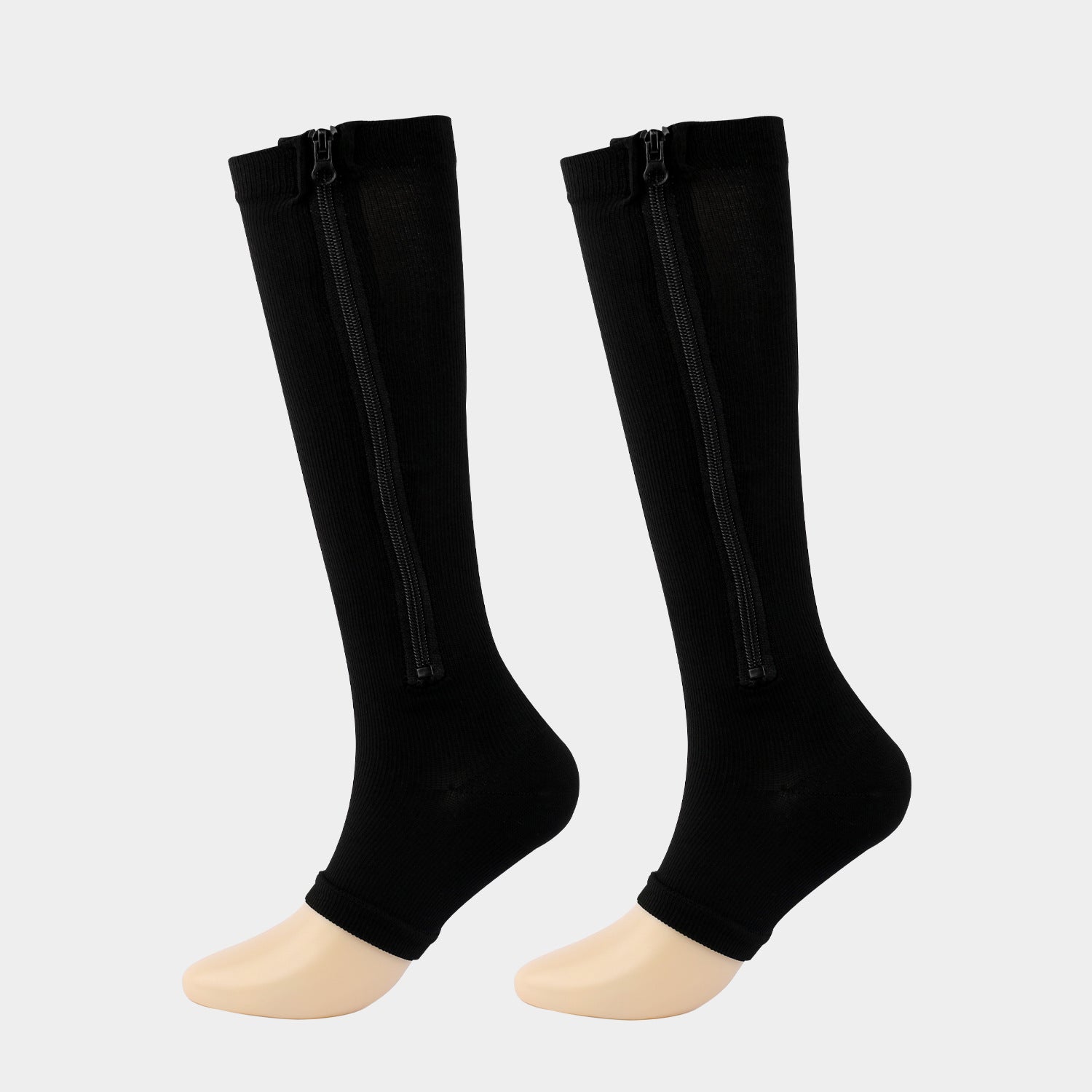Compression Zip Socks Open Toe Elastic Support