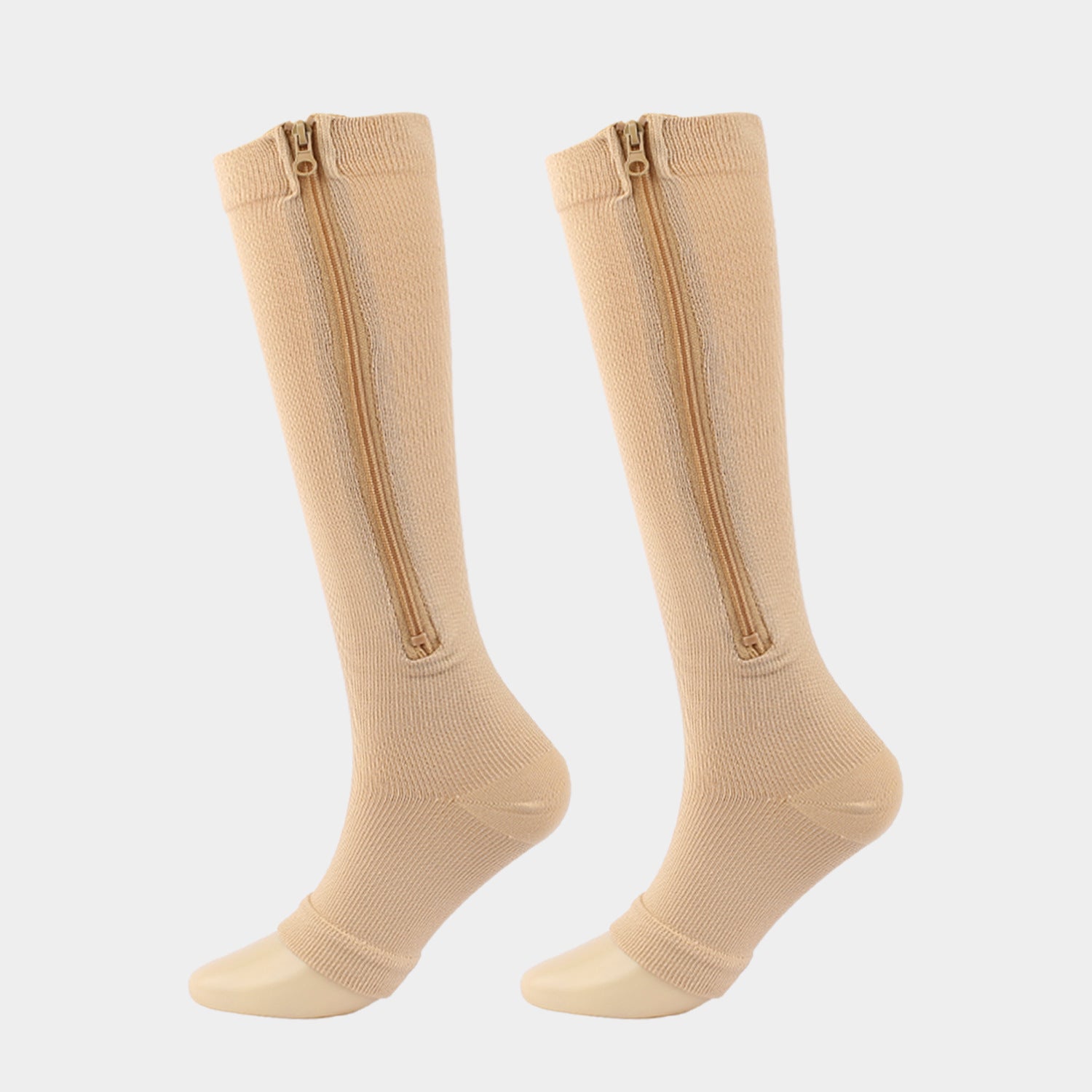 Compression Zip Socks Open Toe Elastic Support