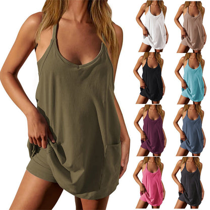 Condole top one-piece shorts one-piece casual fake two-piece
