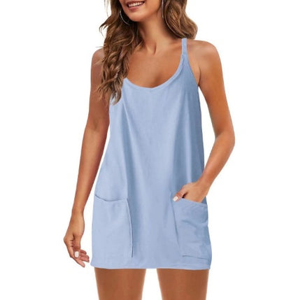 Condole top one-piece shorts one-piece casual fake two-piece