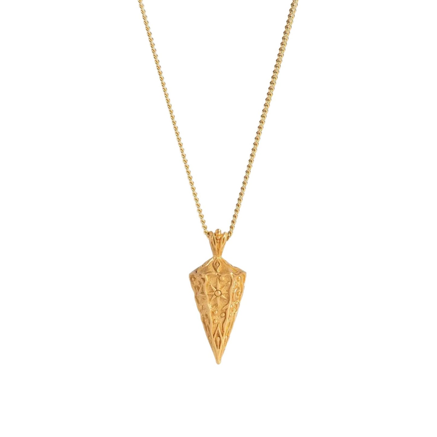 Conical Rhombus Pendant Necklace Retro Gold Chain