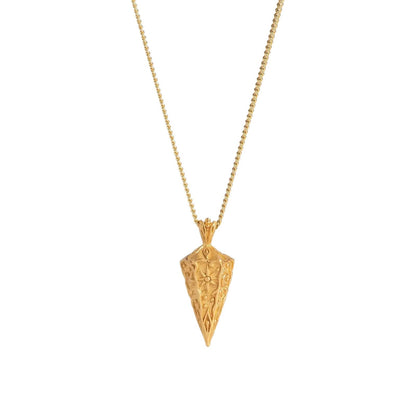 Conical Rhombus Pendant Necklace Retro Gold Chain