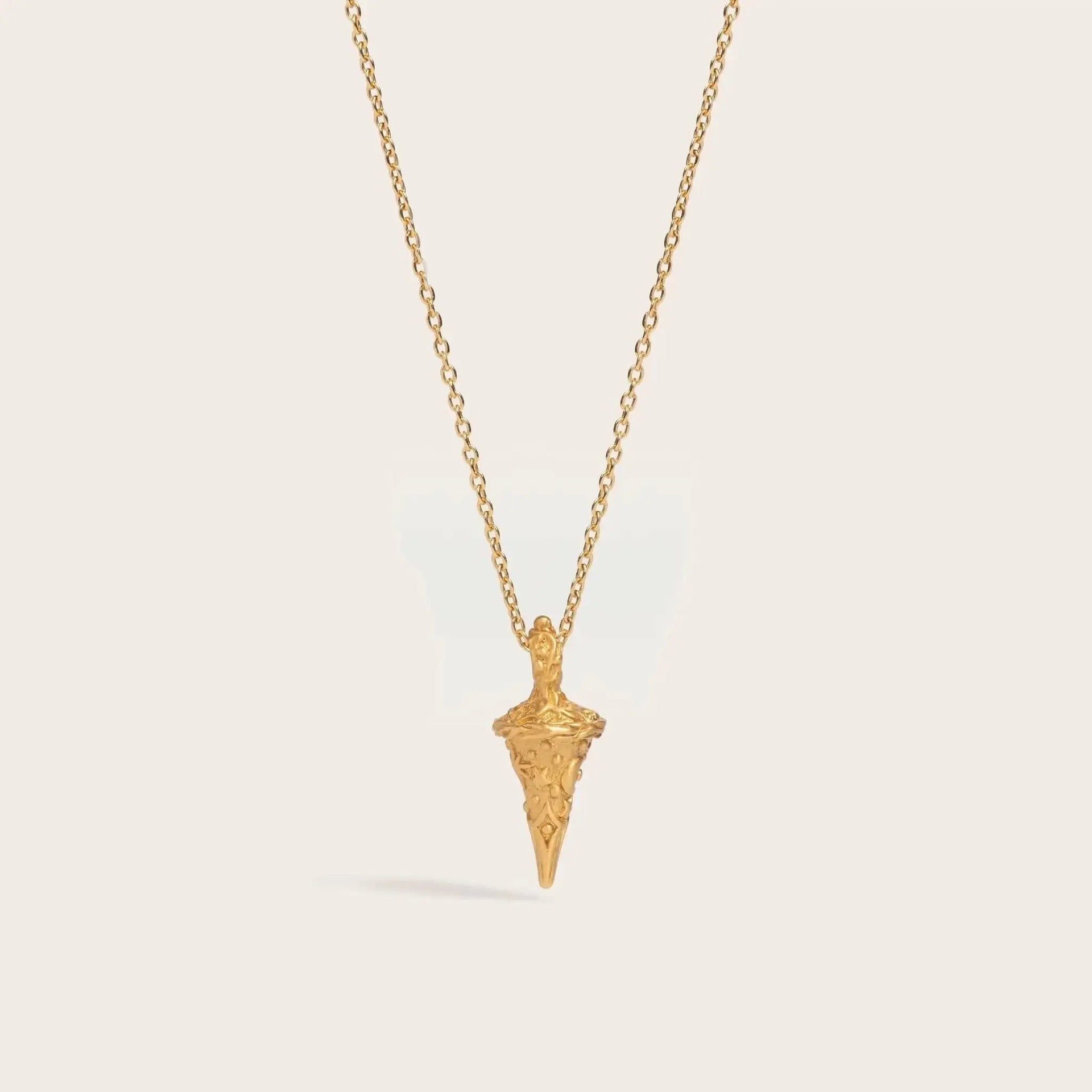 Conical Rhombus Pendant Necklace Retro Gold Chain