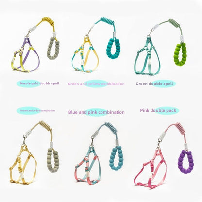 Contrast Color Candy Dog ​​Leash Small and Medium-Sized Dog Vest-Style Harness Anti-Breakaway Dog ​​Leash Large Dog Adjustable