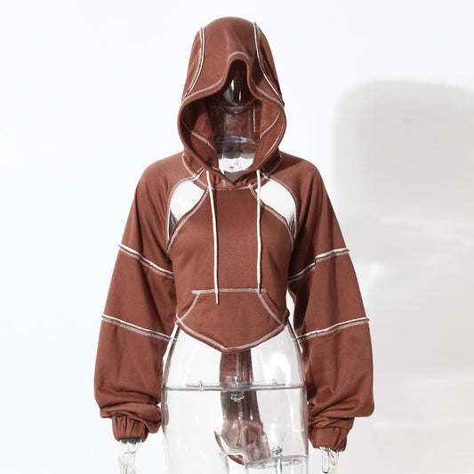 Contrast Color Hooded Cotton Sweatshirt