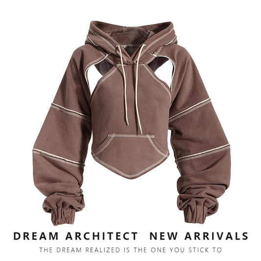 Contrast Color Hooded Cotton Sweatshirt