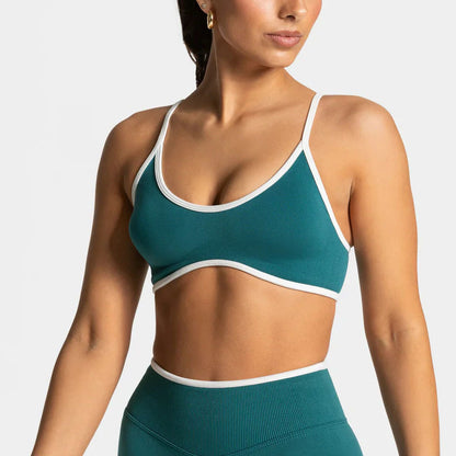 Contrast Color Shockproof Yoga Set Women Four-Piece Bra Shorts Vest Trousers