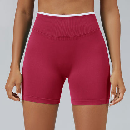 Contrast Color Shockproof Yoga Set Women Four-Piece Bra Shorts Vest Trousers