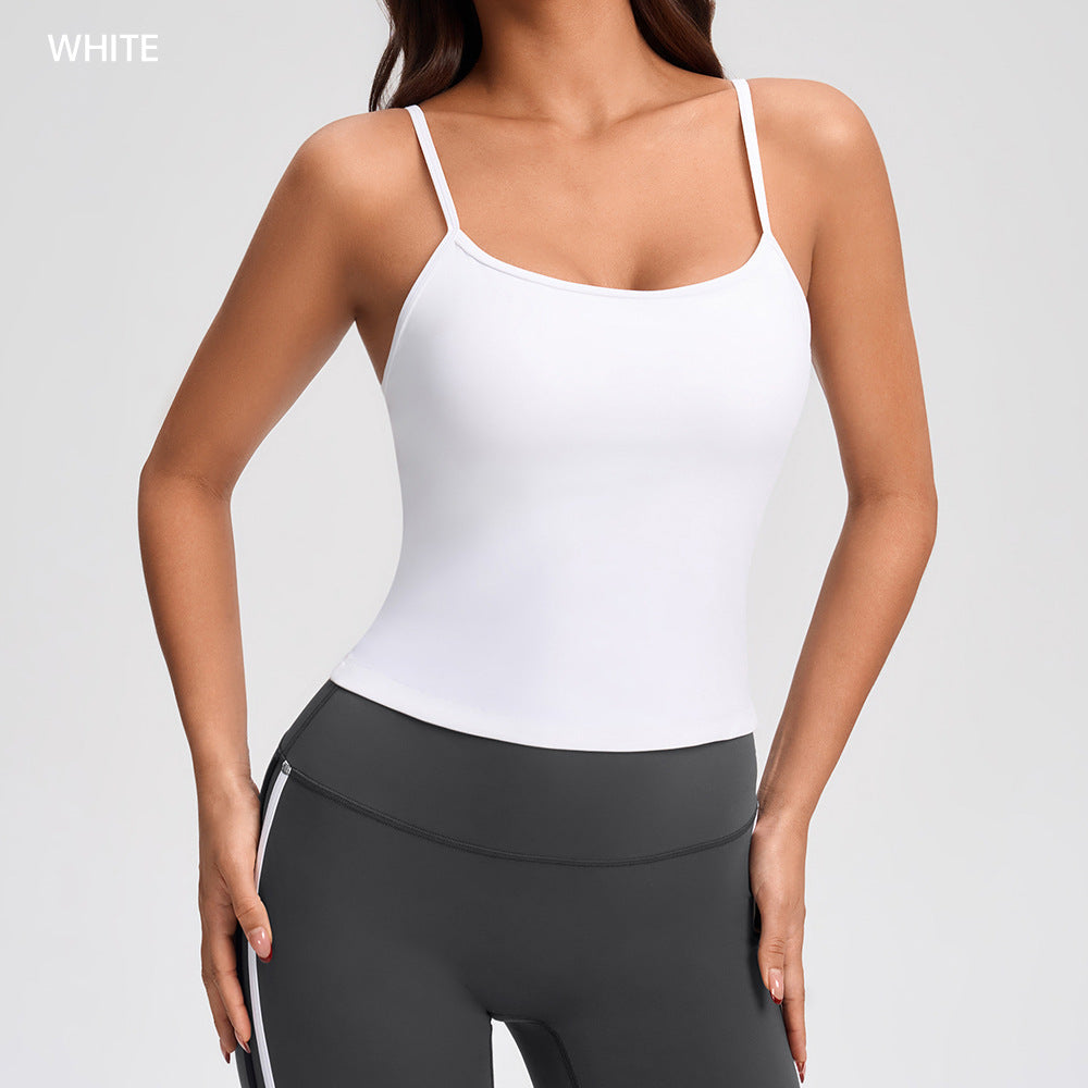 Contrast Color Sports Camisole with Chest Pads