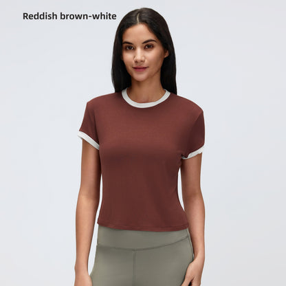 Contrast Color Sports Yoga T-Shirt