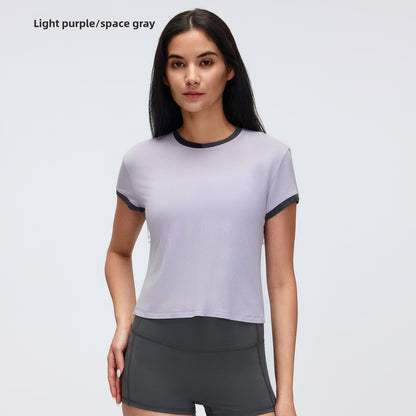 Contrast Color Sports Yoga T-Shirt