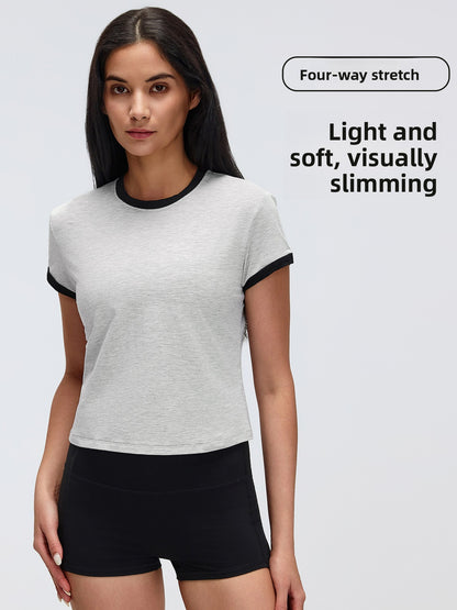 Contrast Color Sports Yoga T-Shirt