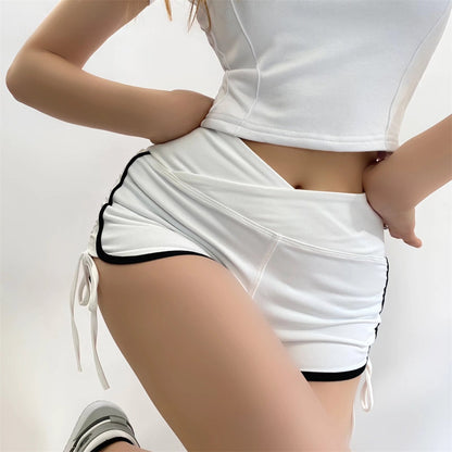 Contrast Trim High Waist Drawstring Shorts