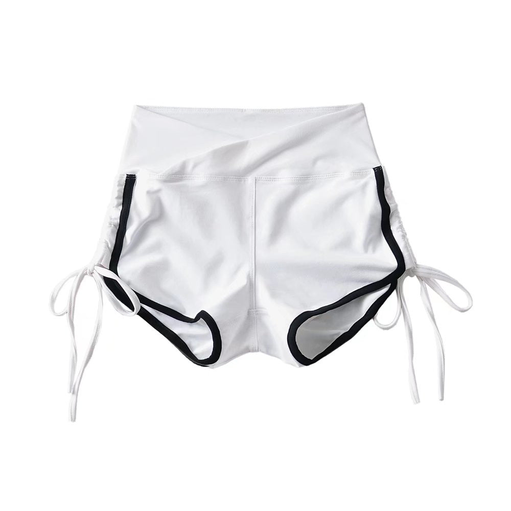 Contrast Trim High Waist Drawstring Shorts