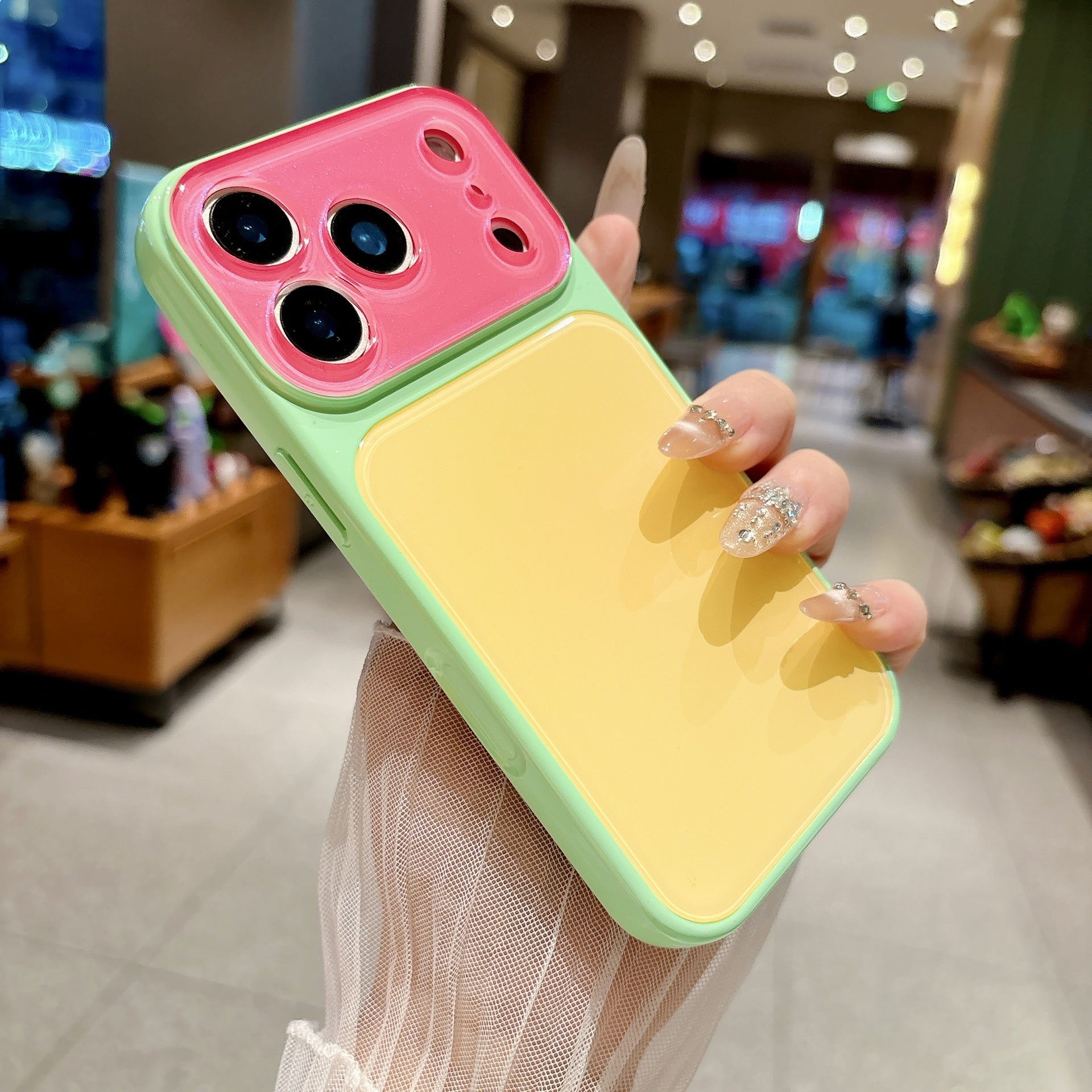 Contrasting Color Acrylic Phone Case for iPhone Models