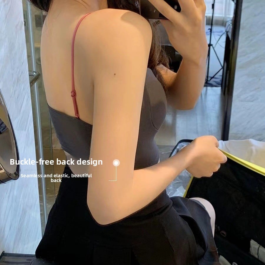 Contrasting color backless bra