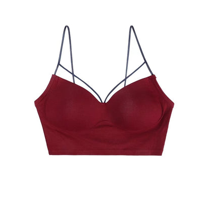 Contrasting color backless bra