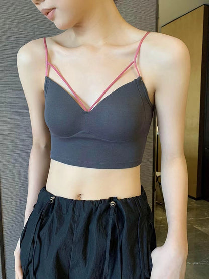 Contrasting color backless bra