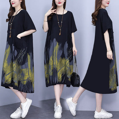 Contrasting Color Design Casual Loose Mid-Length Skirt