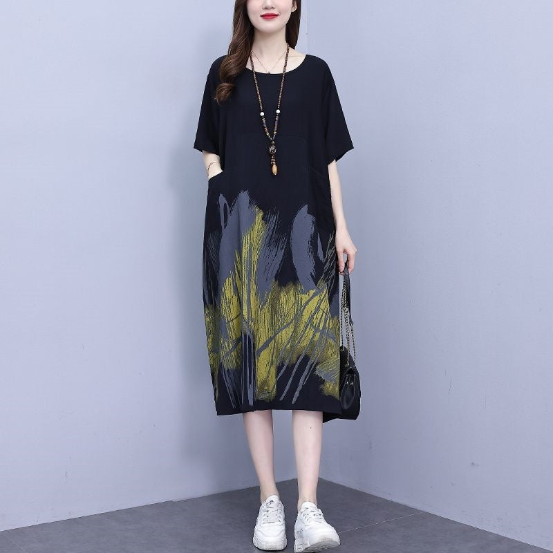 Contrasting Color Design Casual Loose Mid-Length Skirt