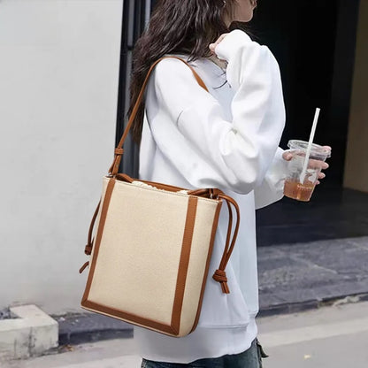 Contrasting-color large-capacity crossbody tote bag for women