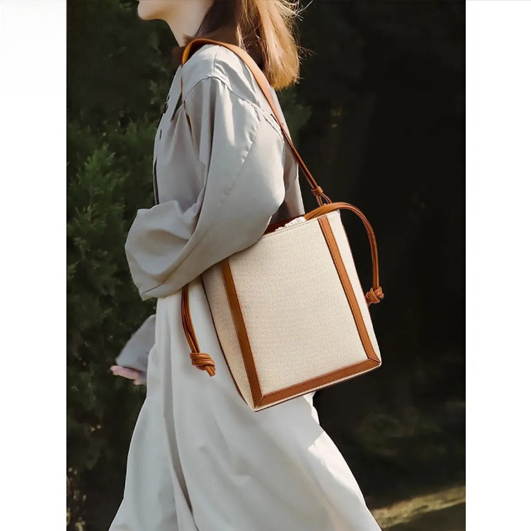 Contrasting-color large-capacity crossbody tote bag for women