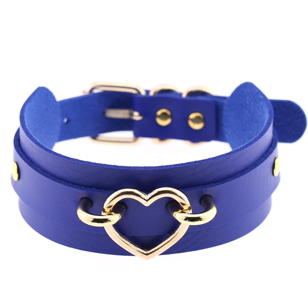Cool Heart Peach Heart Double Layer Pu Leather Collar