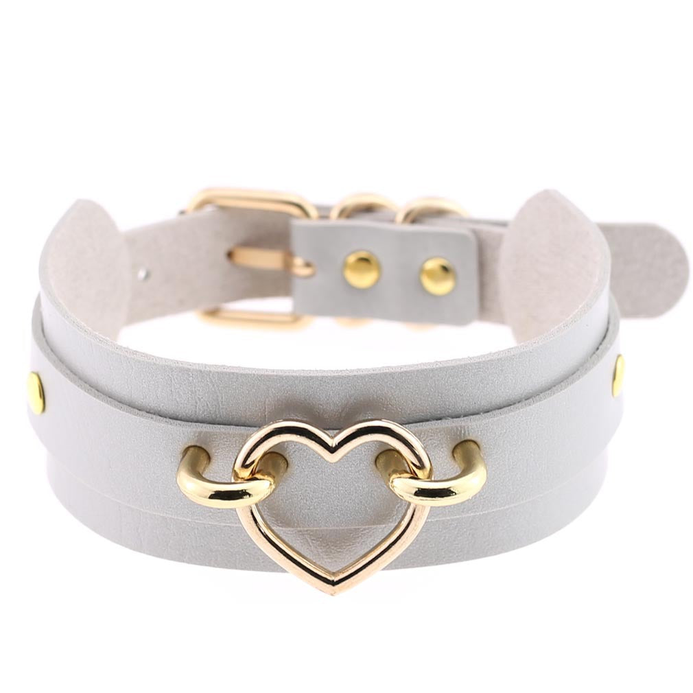 Cool Heart Peach Heart Double Layer Pu Leather Collar