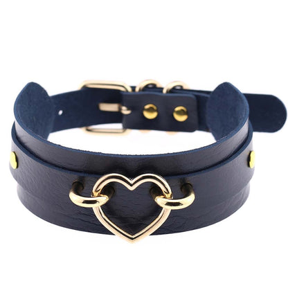 Cool Heart Peach Heart Double Layer Pu Leather Collar