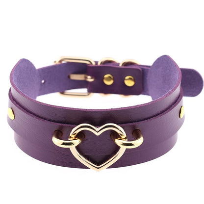 Cool Heart Peach Heart Double Layer Pu Leather Collar