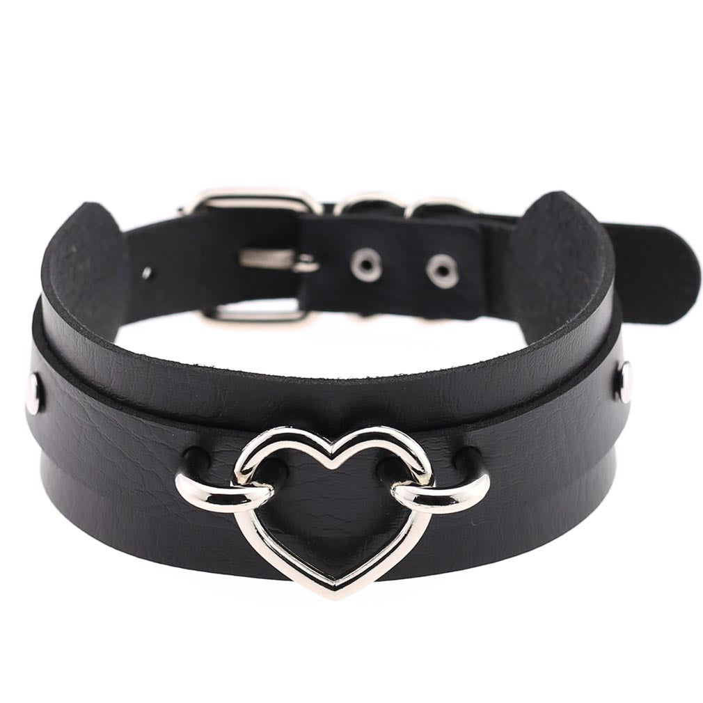 Cool Heart Peach Heart Double Layer Pu Leather Collar
