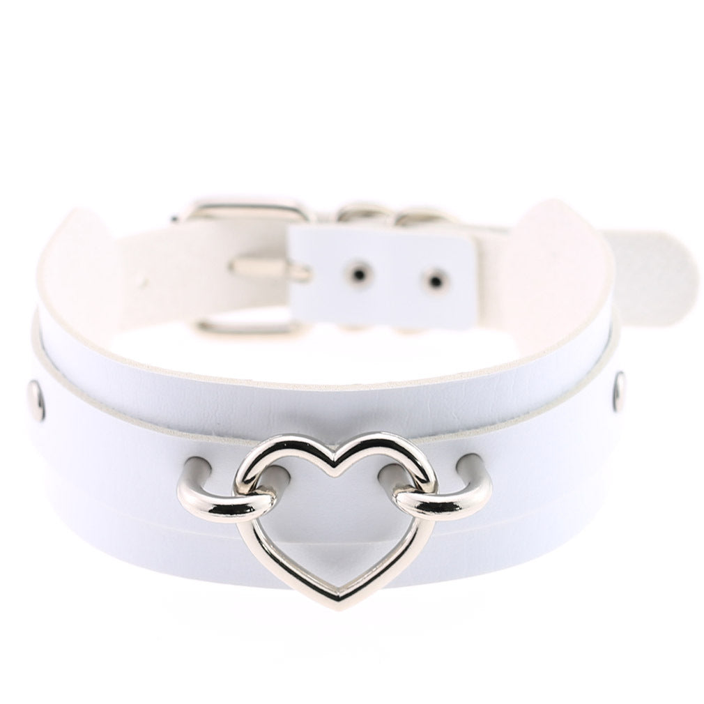 Cool Heart Peach Heart Double Layer Pu Leather Collar
