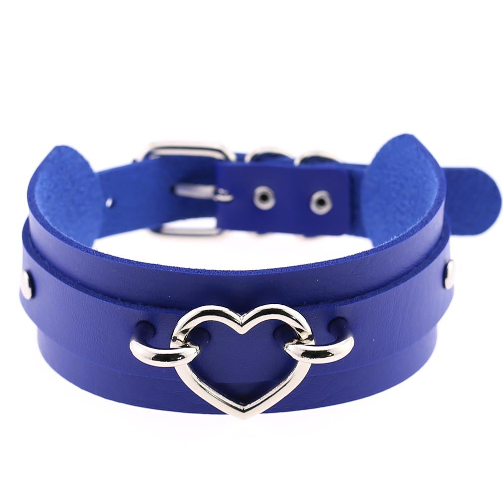 Cool Heart Peach Heart Double Layer Pu Leather Collar
